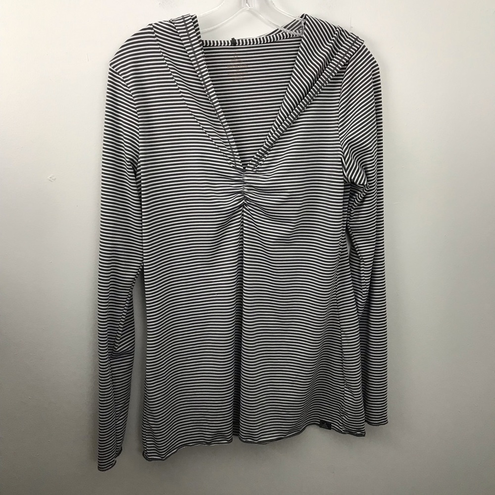 Prana Perry Striped Hooded Pullover Top